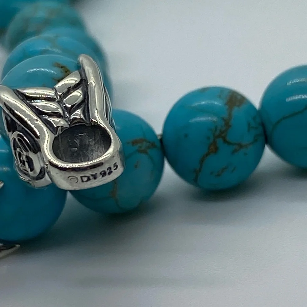 DAVID YURMAN Men's Spiritual Bead Bracelet Turquoise with wave silver Be… - Picture 8 of 9